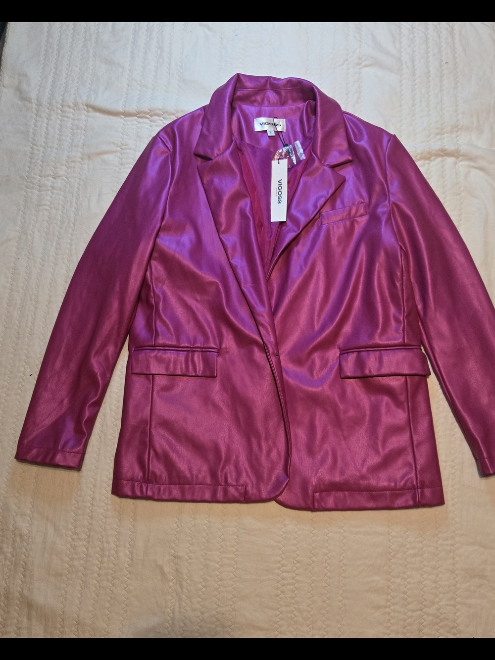 Vigoss Fuchsia Metallic-Look Blazer